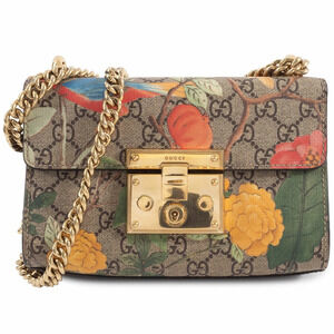 Gucci Bag Shoulder Tian GG Supreme Leather Beige Brown Flower
